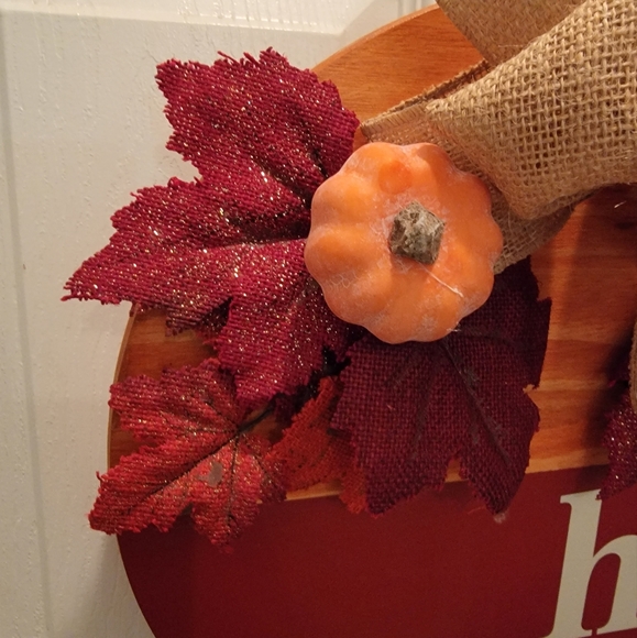 Hi Door Hanger | Fall Door Hanger | Wood Round Sign | Welcome Sign Front Door - Picture 3 of 6